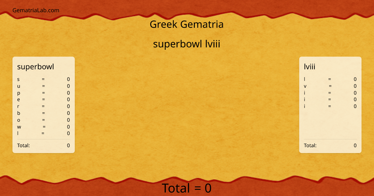superbowl lviii in greek Gematria